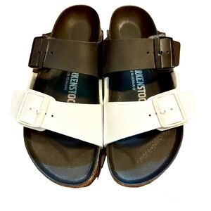 Birkenstock Black White Arizona Footbed Sandal 6.5 Pool Summer Shoes EU 37